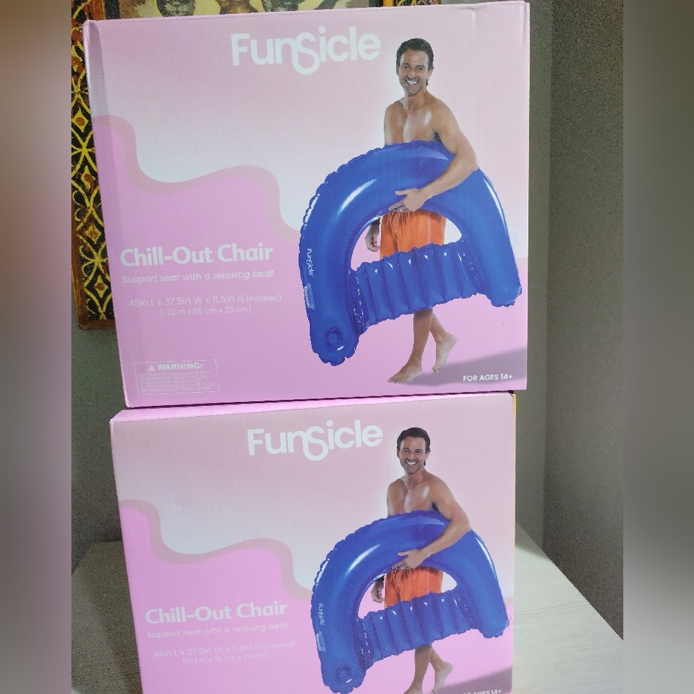 2) Funsical Chill Out Chair Lounge Pool Float Cup Holder Beach NIB